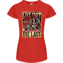 Live Fast Motorcycle Motorbike Biker Chopper Womens Petite Cut T-Shirt Red