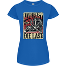 Live Fast Motorcycle Motorbike Biker Chopper Womens Petite Cut T-Shirt Royal Blue