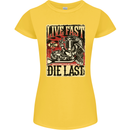 Live Fast Motorcycle Motorbike Biker Chopper Womens Petite Cut T-Shirt Yellow