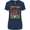 Live Fast Motorcycle Motorbike Biker Chopper Womens Wider Cut T-Shirt Navy Blue