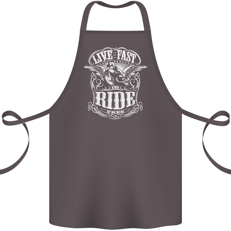 Live Fast Ride Free Motorcycle Biker Cotton Apron 100% Organic Dark Grey