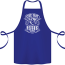 Live Fast Ride Free Motorcycle Biker Cotton Apron 100% Organic Royal Blue