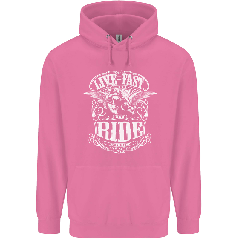 Live Fast Ride Free Motorcycle Biker Mens 80% Cotton Hoodie Azelea