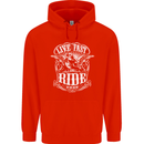 Live Fast Ride Free Motorcycle Biker Mens 80% Cotton Hoodie Bright Red