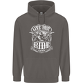 Live Fast Ride Free Motorcycle Biker Mens 80% Cotton Hoodie Charcoal