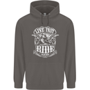 Live Fast Ride Free Motorcycle Biker Mens 80% Cotton Hoodie Charcoal