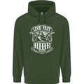 Live Fast Ride Free Motorcycle Biker Mens 80% Cotton Hoodie Forest Green