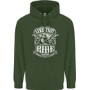 Live Fast Ride Free Motorcycle Biker Mens 80% Cotton Hoodie Forest Green