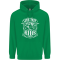 Live Fast Ride Free Motorcycle Biker Mens 80% Cotton Hoodie Irish Green