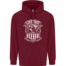 Live Fast Ride Free Motorcycle Biker Mens 80% Cotton Hoodie Maroon