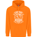 Live Fast Ride Free Motorcycle Biker Mens 80% Cotton Hoodie Orange
