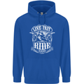 Live Fast Ride Free Motorcycle Biker Mens 80% Cotton Hoodie Royal Blue