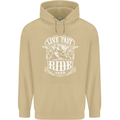 Live Fast Ride Free Motorcycle Biker Mens 80% Cotton Hoodie Sand