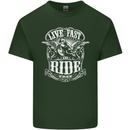 Live Fast Ride Free Motorcycle Biker Mens Cotton T-Shirt Tee Top Forest Green