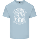 Live Fast Ride Free Motorcycle Biker Mens Cotton T-Shirt Tee Top Light Blue