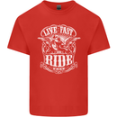 Live Fast Ride Free Motorcycle Biker Mens Cotton T-Shirt Tee Top Red