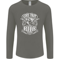 Live Fast Ride Free Motorcycle Biker Mens Long Sleeve T-Shirt Charcoal