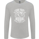 Live Fast Ride Free Motorcycle Biker Mens Long Sleeve T-Shirt Sports Grey