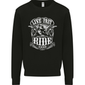 Live Fast Ride Free Motorcycle Biker Mens Sweatshirt Jumper Black