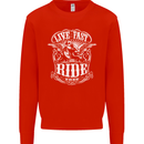 Live Fast Ride Free Motorcycle Biker Mens Sweatshirt Jumper Bright Red