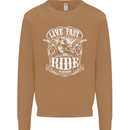 Live Fast Ride Free Motorcycle Biker Mens Sweatshirt Jumper Caramel Latte
