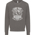 Live Fast Ride Free Motorcycle Biker Mens Sweatshirt Jumper Charcoal