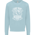 Live Fast Ride Free Motorcycle Biker Mens Sweatshirt Jumper Light Blue