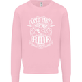 Live Fast Ride Free Motorcycle Biker Mens Sweatshirt Jumper Light Pink