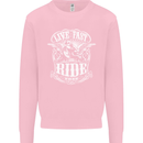 Live Fast Ride Free Motorcycle Biker Mens Sweatshirt Jumper Light Pink