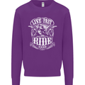 Live Fast Ride Free Motorcycle Biker Mens Sweatshirt Jumper Purple