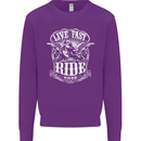 Live Fast Ride Free Motorcycle Biker Mens Sweatshirt Jumper Purple
