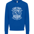 Live Fast Ride Free Motorcycle Biker Mens Sweatshirt Jumper Royal Blue