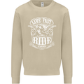 Live Fast Ride Free Motorcycle Biker Mens Sweatshirt Jumper Sand