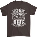 Live Fast Ride Free Motorcycle Biker Mens T-Shirt Cotton Gildan Dark Chocolate
