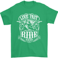 Live Fast Ride Free Motorcycle Biker Mens T-Shirt Cotton Gildan Irish Green