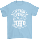 Live Fast Ride Free Motorcycle Biker Mens T-Shirt Cotton Gildan Light Blue