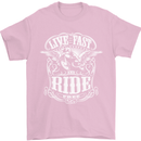 Live Fast Ride Free Motorcycle Biker Mens T-Shirt Cotton Gildan Light Pink