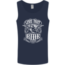 Live Fast Ride Free Motorcycle Biker Mens Vest Tank Top Navy Blue