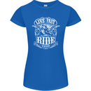 Live Fast Ride Free Motorcycle Biker Womens Petite Cut T-Shirt Royal Blue