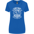 Live Fast Ride Free Motorcycle Biker Womens Wider Cut T-Shirt Royal Blue
