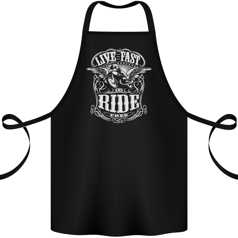 Live Fast Ride Motorbike Motorcycle Biker Cotton Apron 100% Organic Black