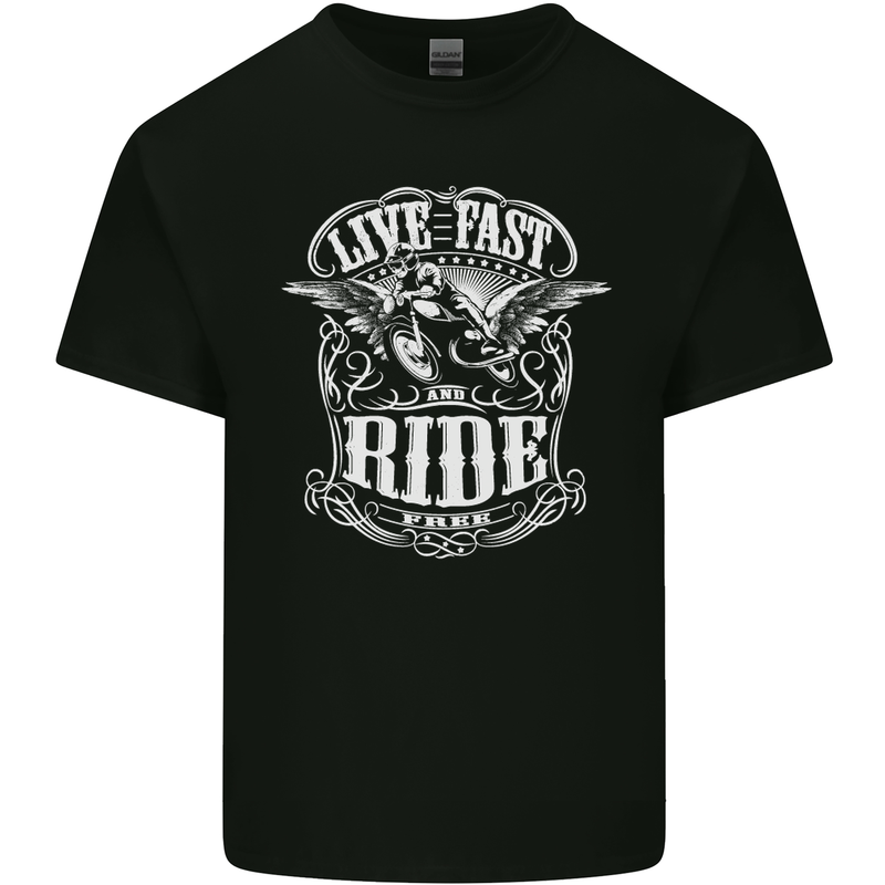 Live Fast Ride Motorbike Motorcycle Biker Mens Cotton T-Shirt Tee Top Black