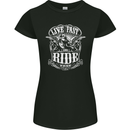 Live Fast Ride Motorbike Motorcycle Biker Womens Petite Cut T-Shirt Black