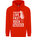 Live Fast Rock Harder Guitar & Roll Music Childrens Kids Hoodie Bright Red