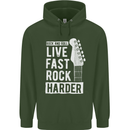 Live Fast Rock Harder Guitar & Roll Music Childrens Kids Hoodie Forest Green
