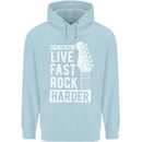 Live Fast Rock Harder Guitar & Roll Music Childrens Kids Hoodie Light Blue