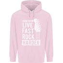 Live Fast Rock Harder Guitar & Roll Music Childrens Kids Hoodie Light Pink