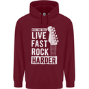 Live Fast Rock Harder Guitar & Roll Music Childrens Kids Hoodie Maroon