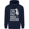 Live Fast Rock Harder Guitar & Roll Music Childrens Kids Hoodie Navy Blue