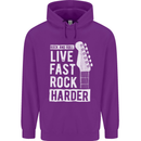 Live Fast Rock Harder Guitar & Roll Music Childrens Kids Hoodie Purple